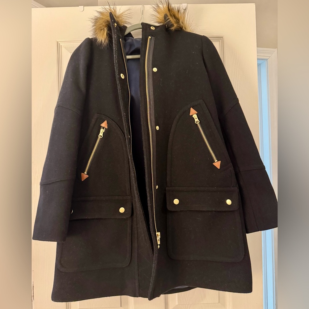 J. Crew | Chateau parka in Italian stadium-cloth wool | Black | EUC | Size 4 - Picture 2 of 7